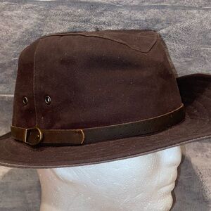 Goorin Bros Made In England UK Waxed Oiled Canvas Leather Strap Safari Hat  XL